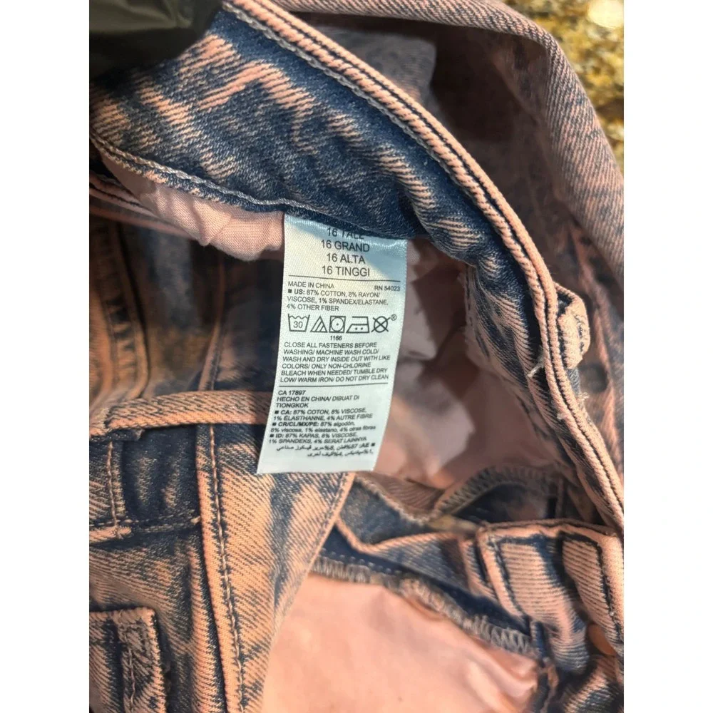 Old Navy Rockstar Super Skinny High Rise‎ Jeans Pink Acid Wash Size 16 Tall